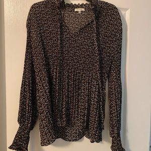 Max Studio Long Sleeve Blouse Ruffle Trim